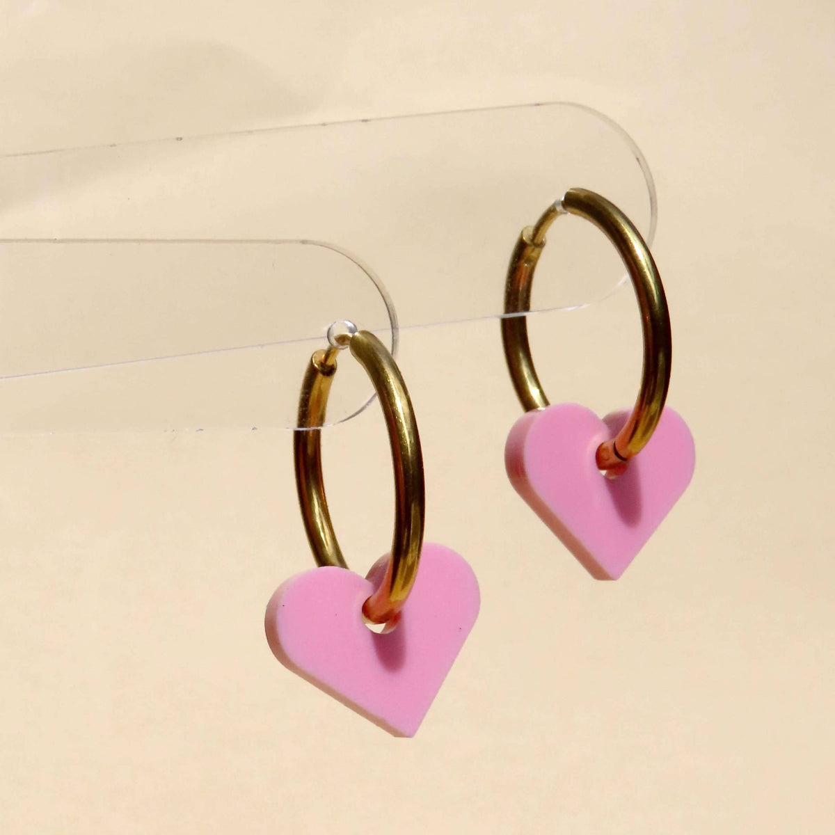 Niemalsmehrohne "Dopamine Love Herz" Creolen - rosa