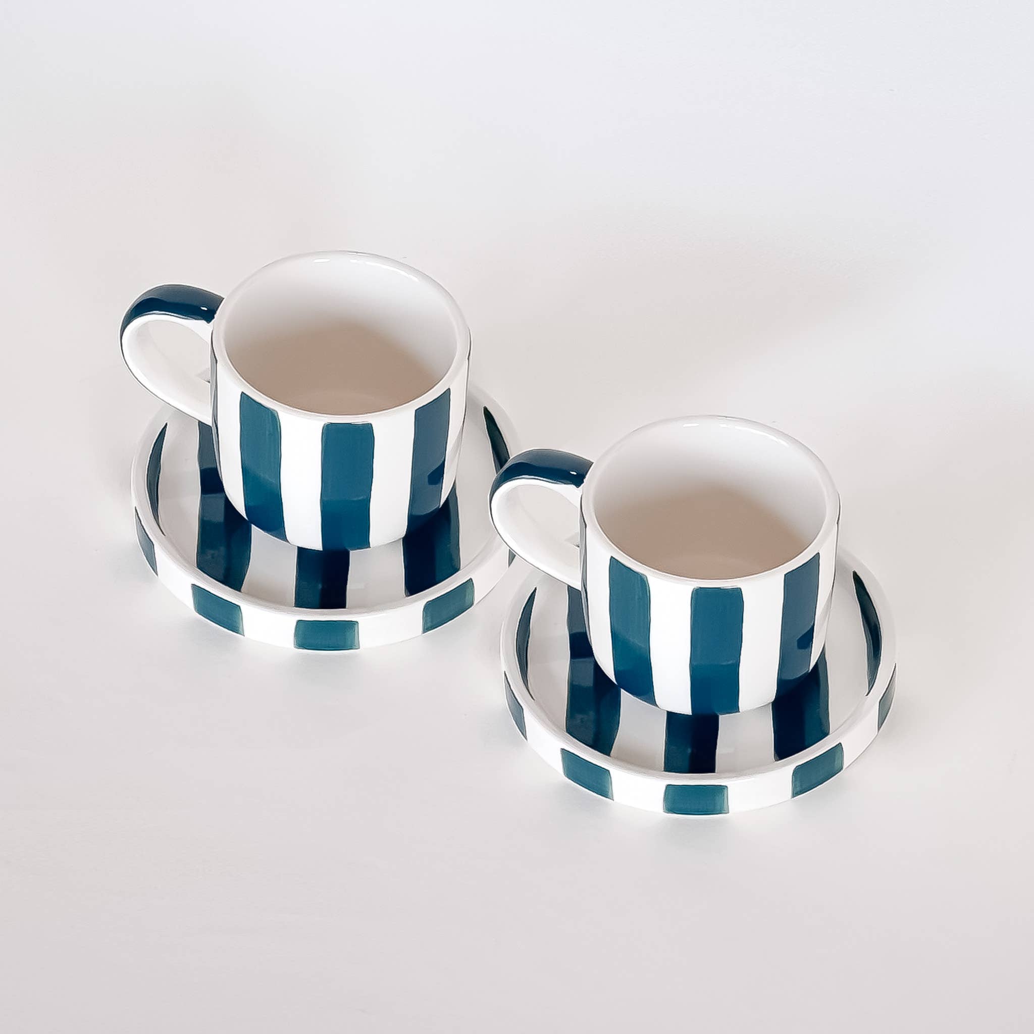 Magazin Minori Espresso Set  Stripes - gentle green (2er Set - 4 Teile)