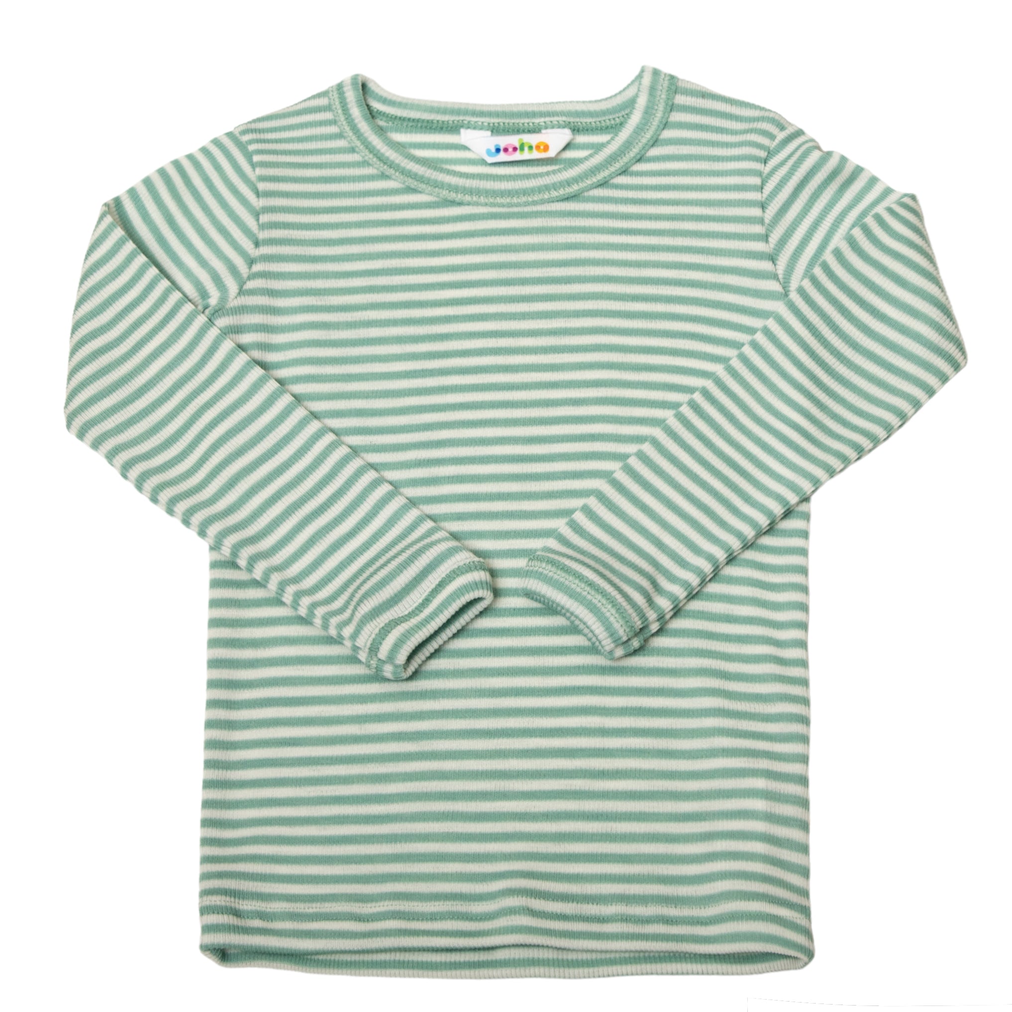 LangarmShirt Joha Wolle Seide 'mint gestreift'