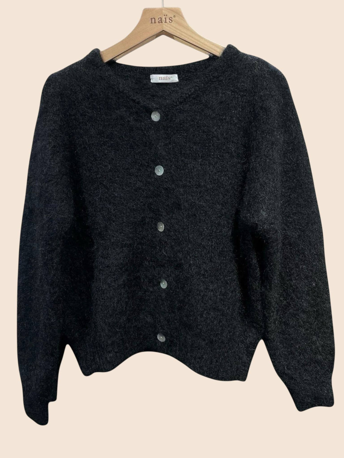 Mohair Cardigan Rundhalsausschnitt mit Knöpfen