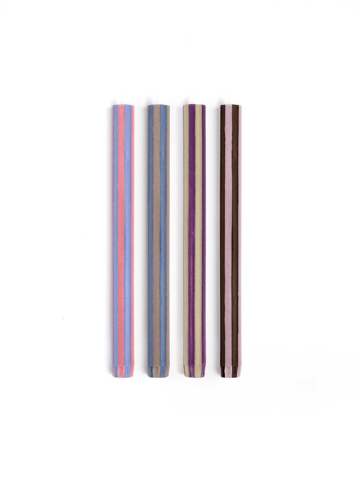 YOD&CO - Gestreifte Dinnerkerzen, 24 cm , 4er-Set