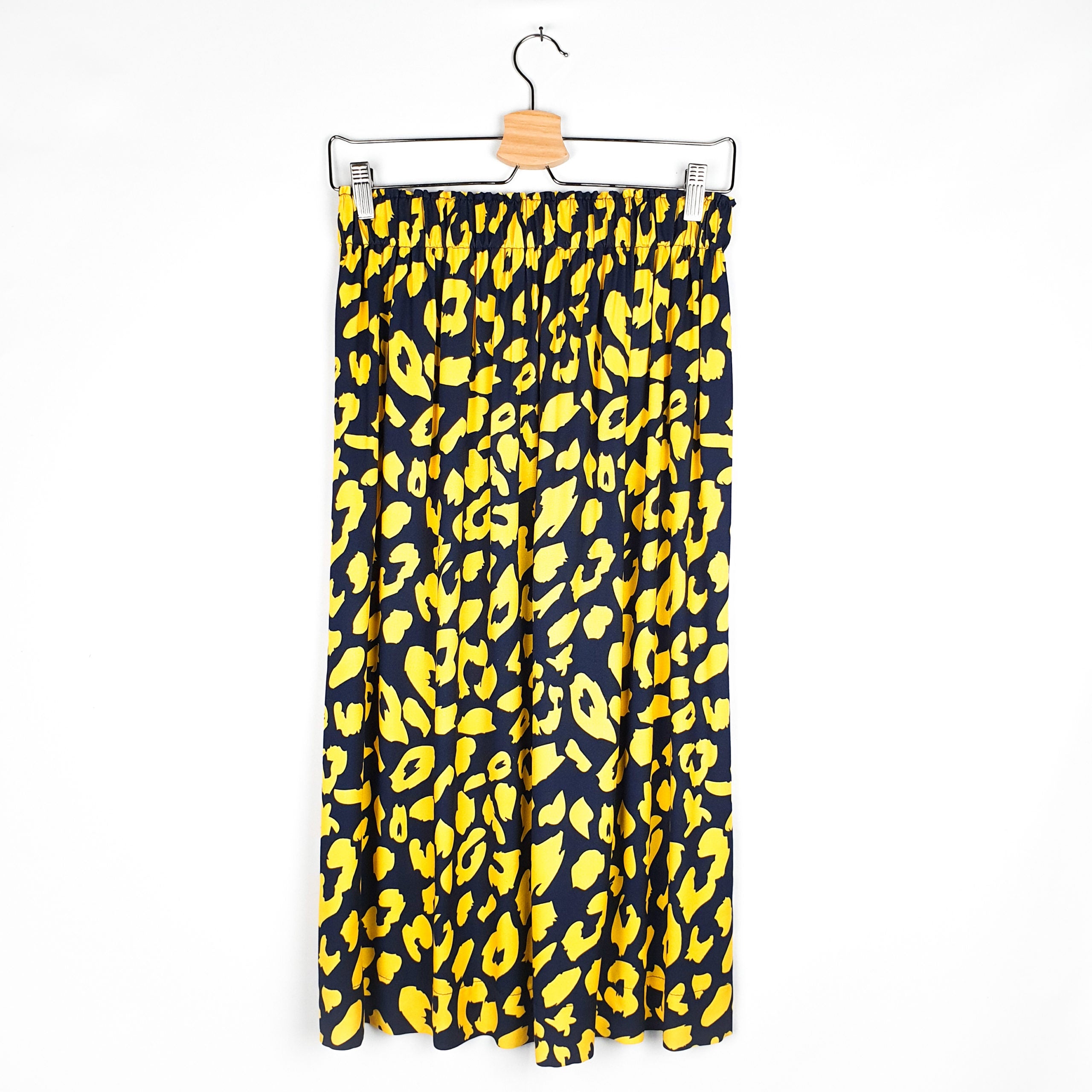 Viskoserock 'dunkelblau gelb/urban leo' Midi
