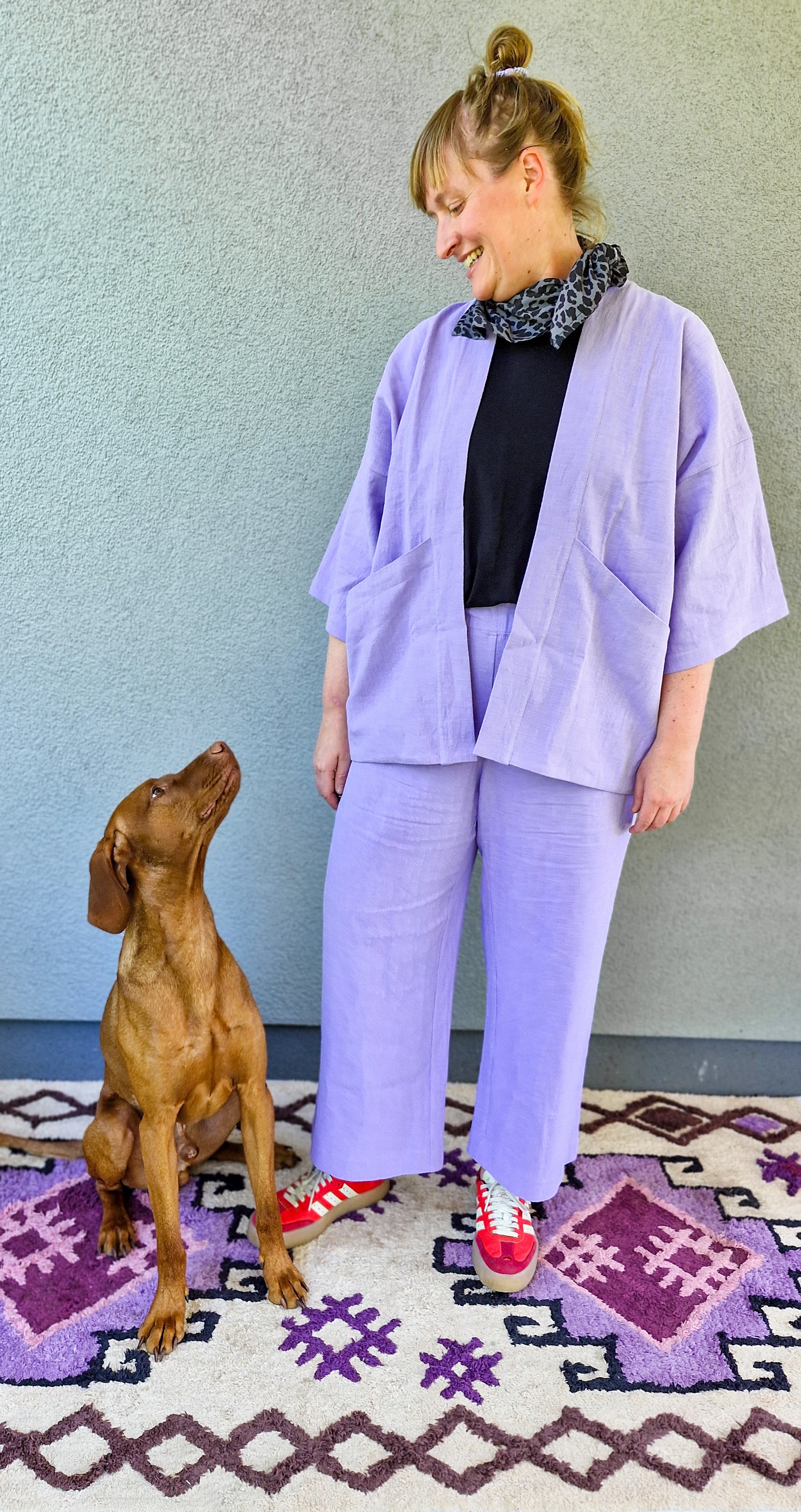 Kimono washed Leinen 'flieder'
