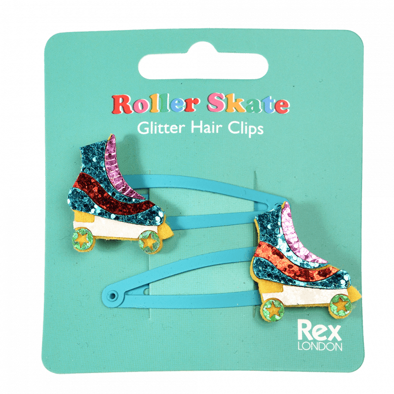 Glitter Haar-Clips 'Roller Skate' (2er Set)