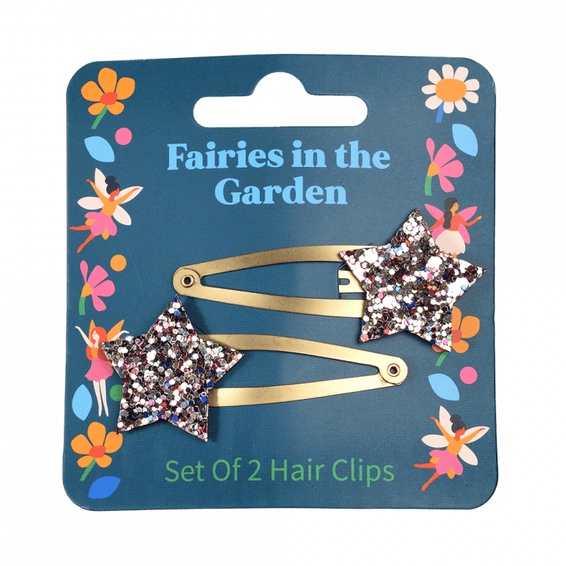 Glitter Haar-Clips 'Fairies in the Garden star' (2er Set)
