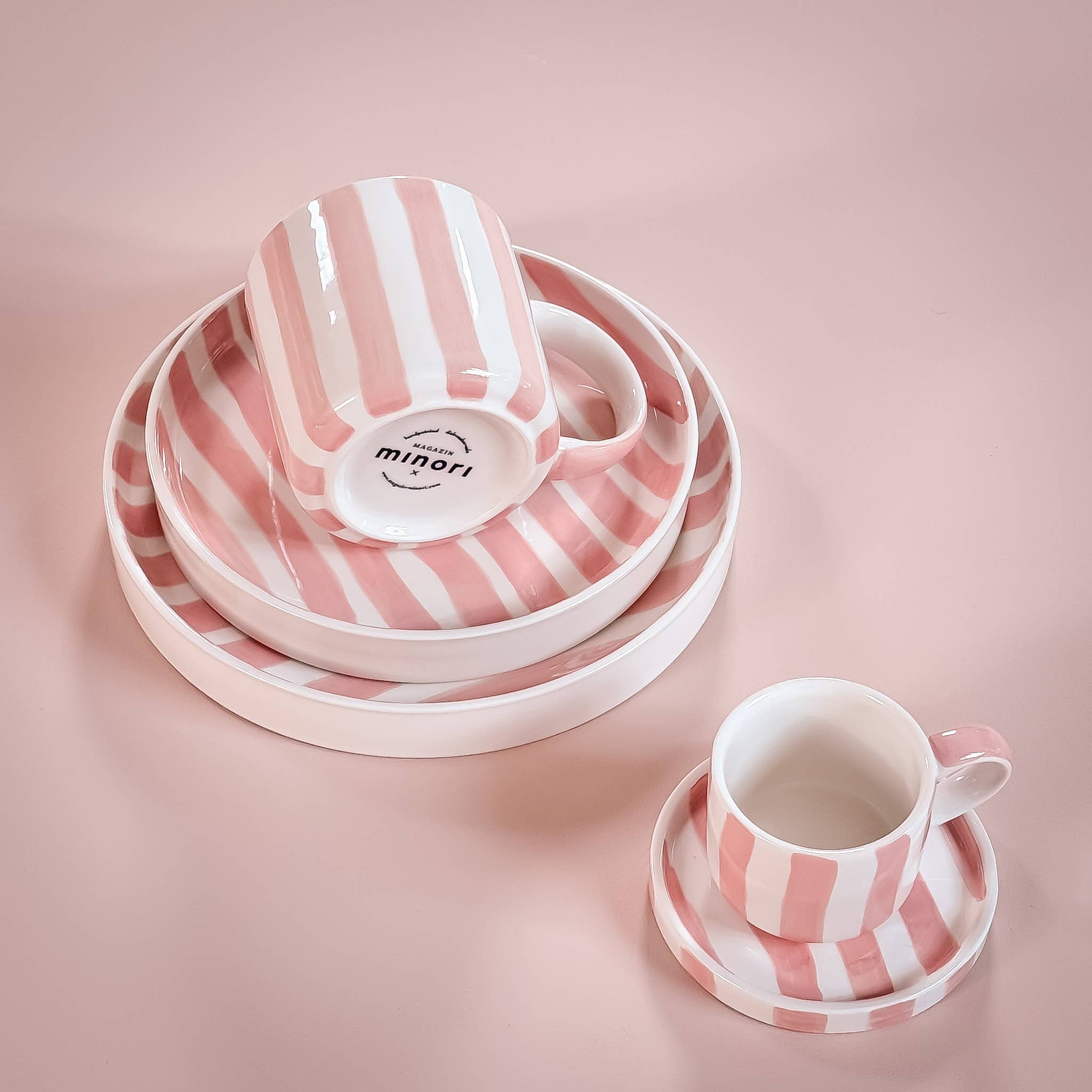 Espresso  Stripes - incanto rose (2er Set - 4 Teile)