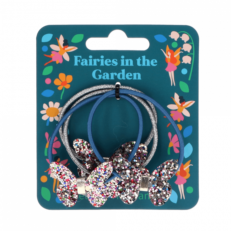Glitzerschmetterling-Haargummis 'Fairies in the Garden' (4-er Set)