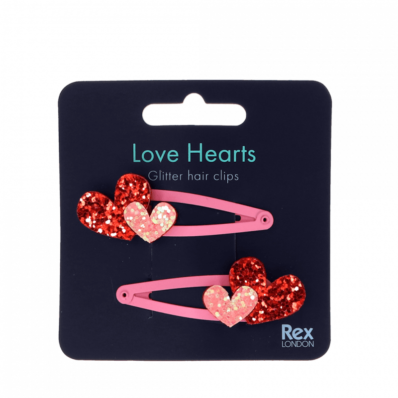 Glitter Haar-Clips 'Love Hearts' (2er Set)
