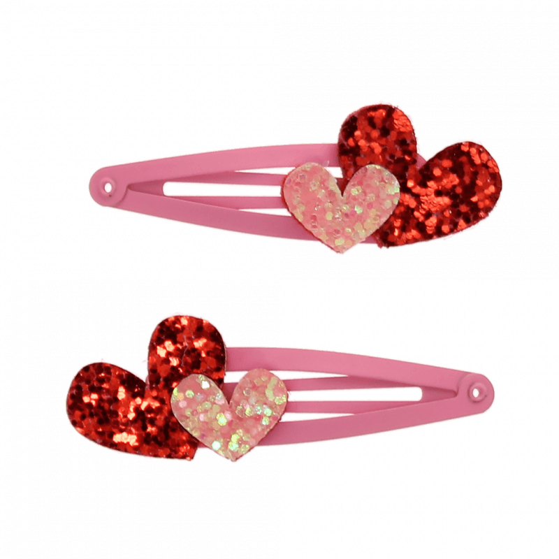 Glitter Haar-Clips 'Love Hearts' (2er Set)