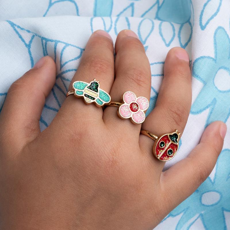 Set mit drei Glitzerringen 'Ladybird'