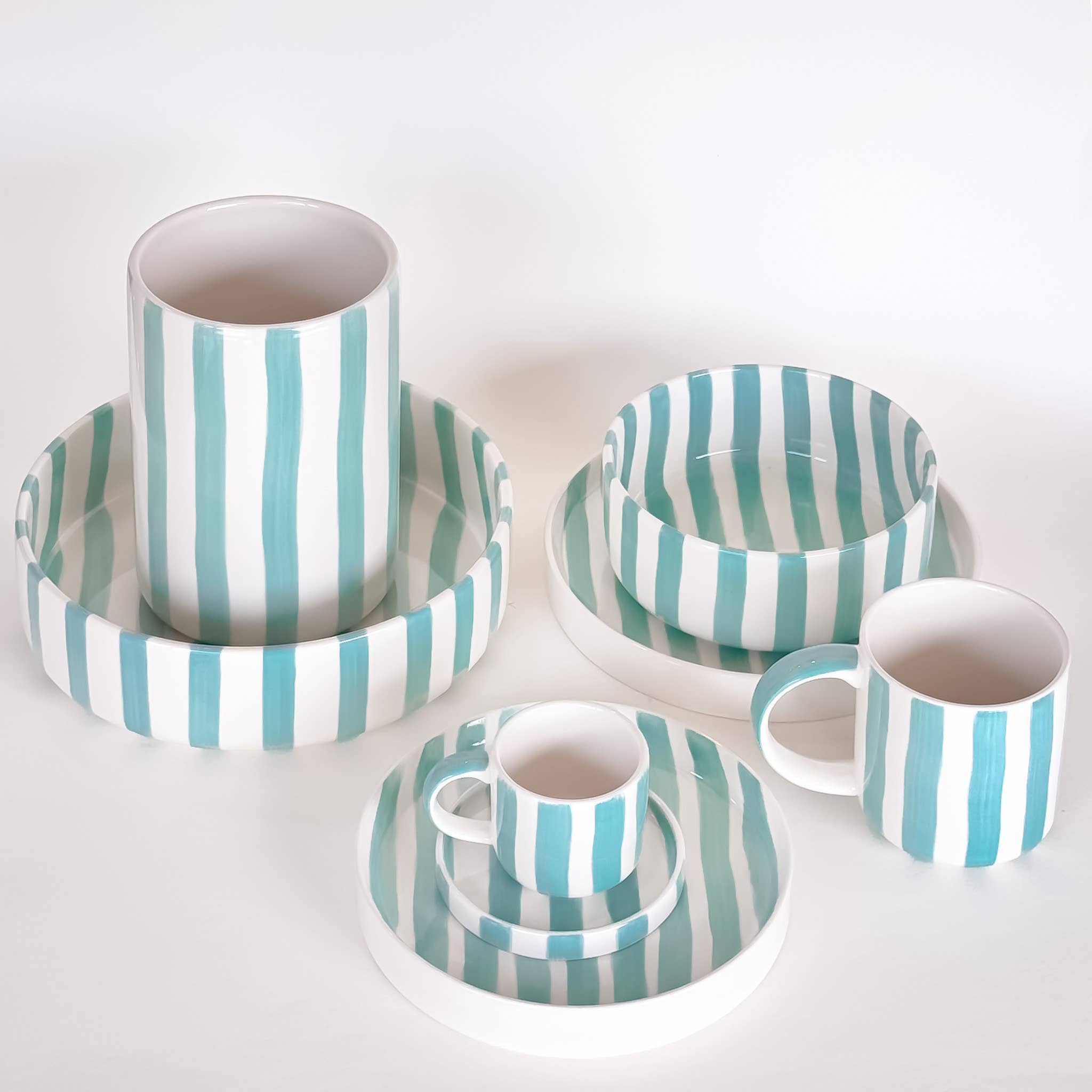 Magazin Minori Espresso Set Stripes - amalfi mint (2er Set - 4 Teile)