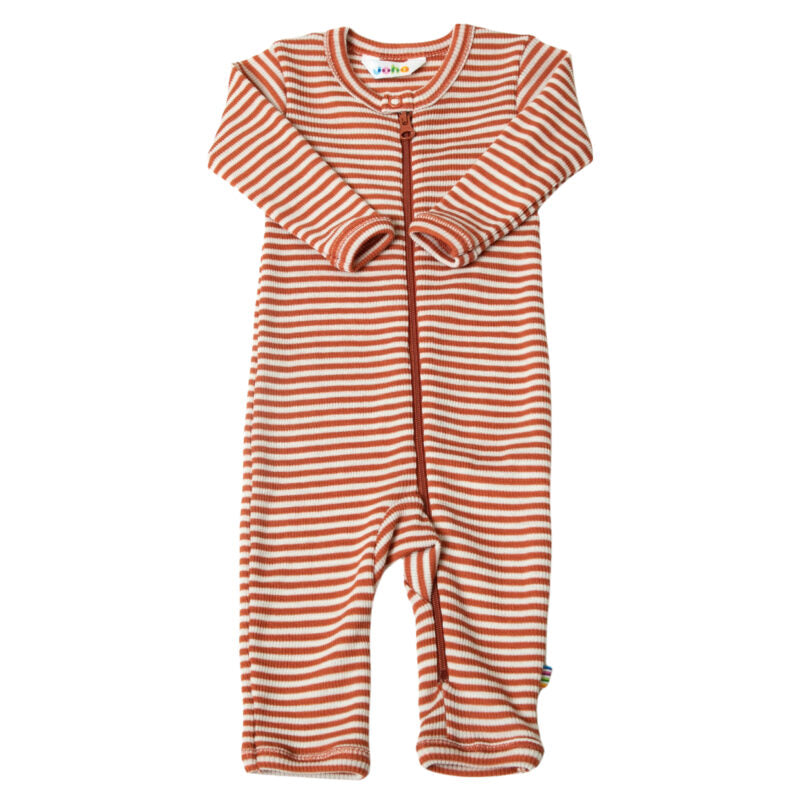 Jumpsuit Wolle Seide Joha 'Rot gestreift'