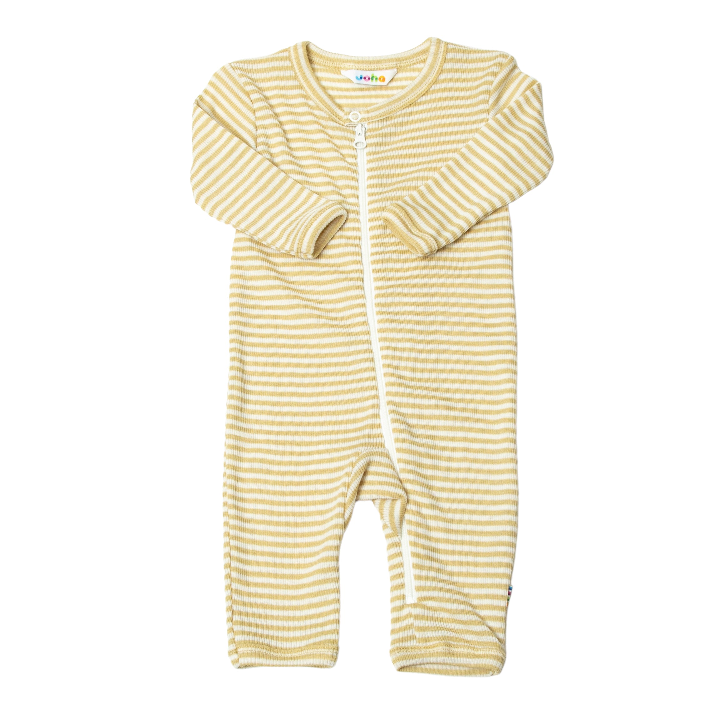 Jumpsuit Wolle Seide Joha 'senf gestreift'