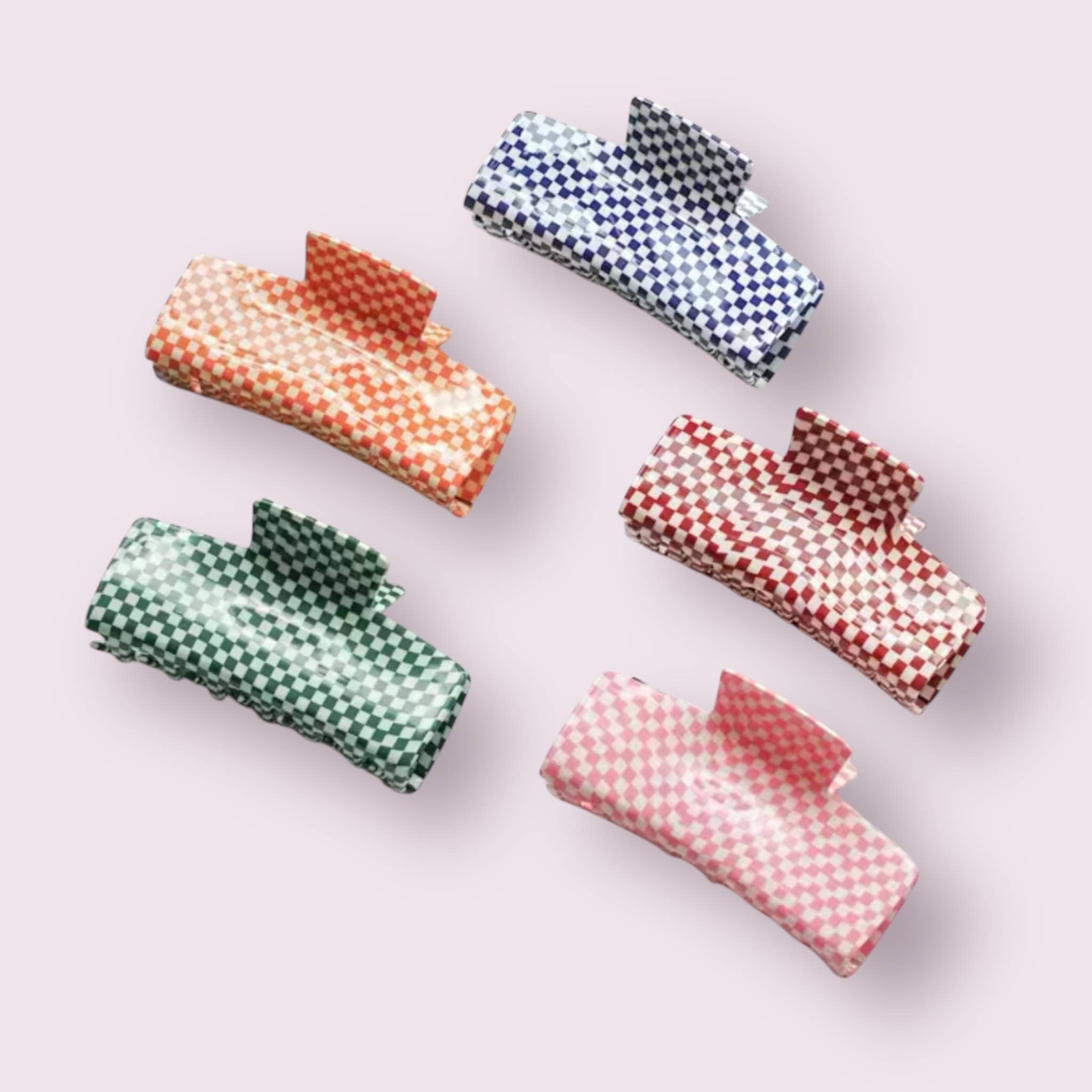 Haarspange kariert bunt geschlossen rechteckig