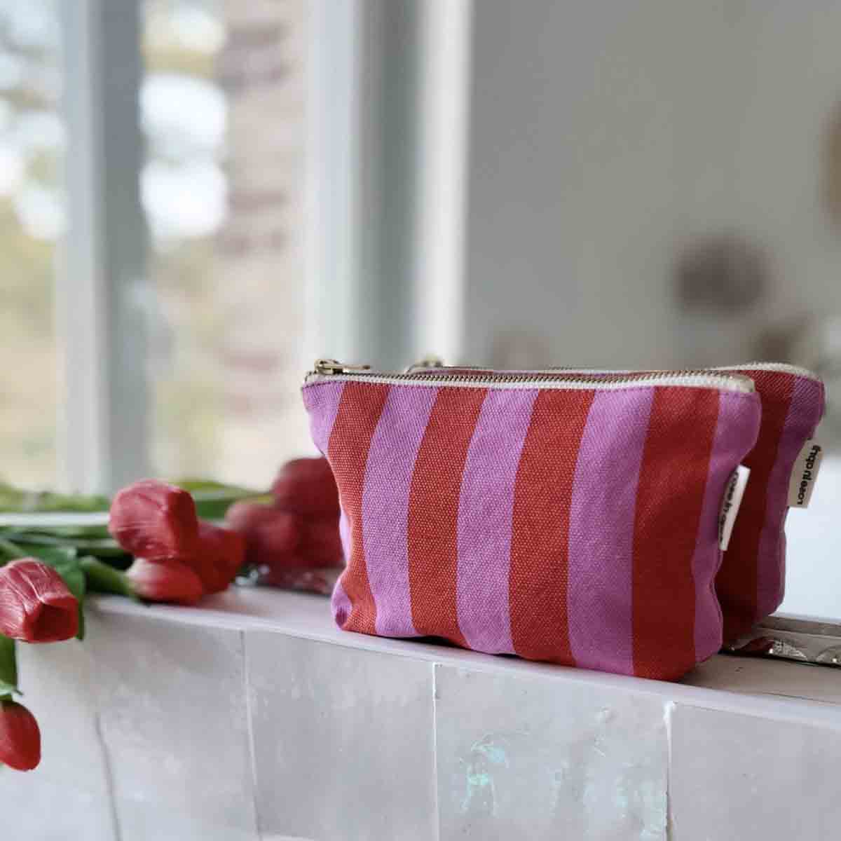 SOFIA-TASCHE STREIFEN ORCHIDEE / TOMATE