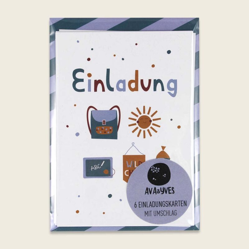 Ava&Yves Einladungskarten-Set 'Adventure/Schulkind'