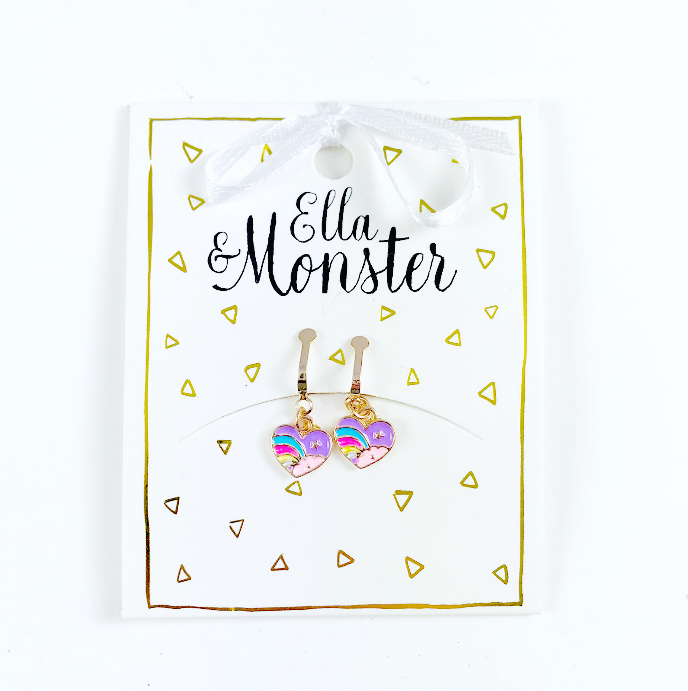 Ella & Monster Accessories - Regenbogen-Herz-Clip-Ohrringe