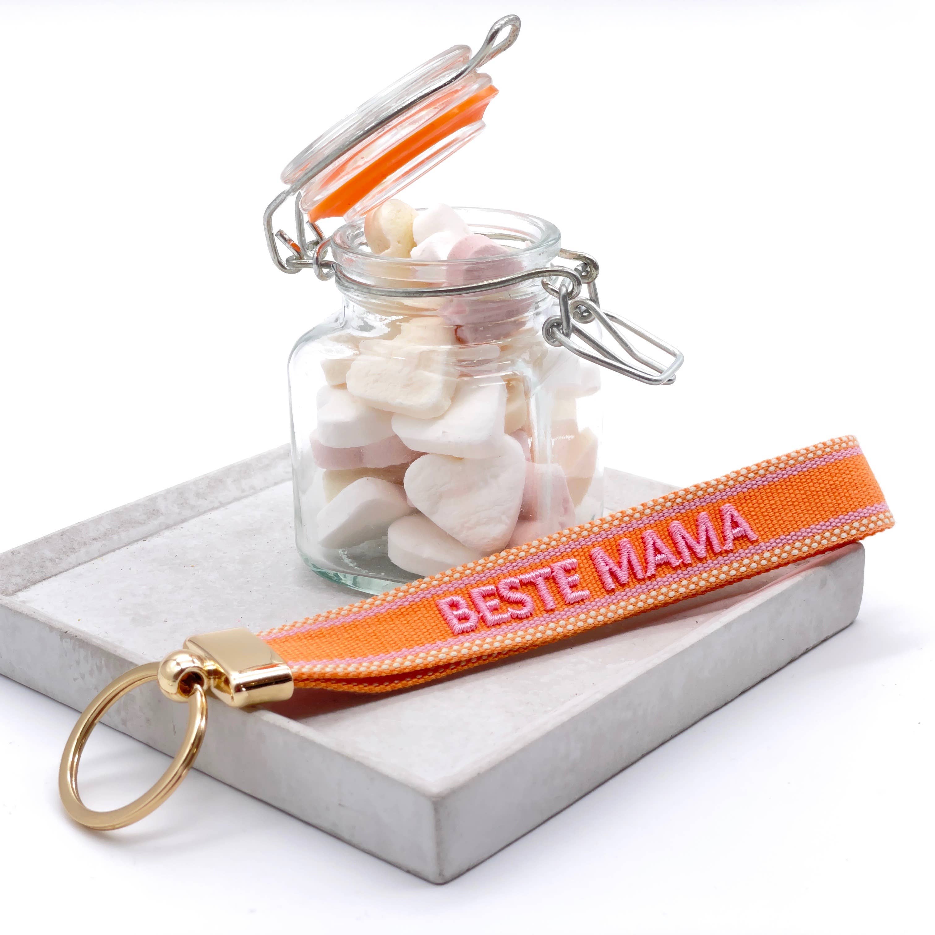 BESTE MAMA Schlüsselanhänger Keychain gewebt  bestickt
