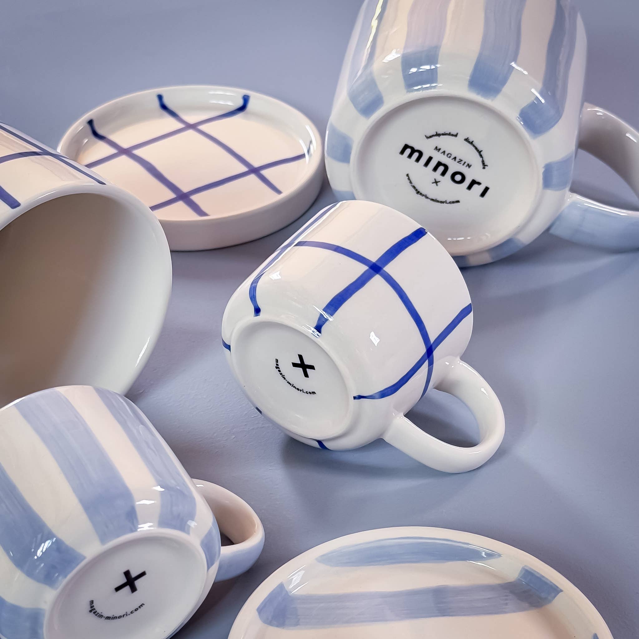 Magazin Minori Espresso  Stripes - morning  azzurro (2er Set - 4 Teile)