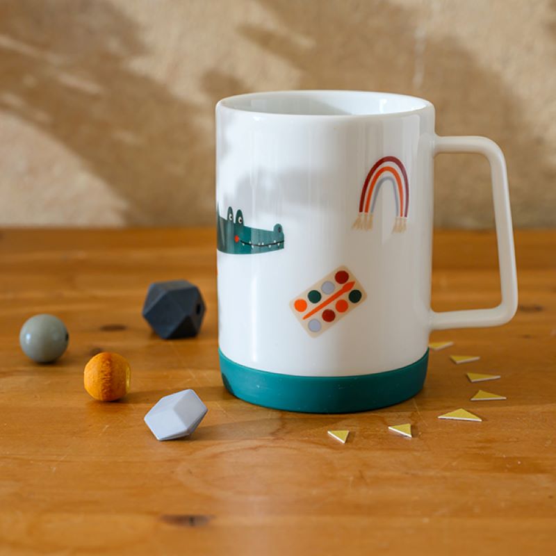 Ava&Yves Porzellan-Set 'Schulkind Adventure' mit großem Teller (23cm), Becher und Müslischale
