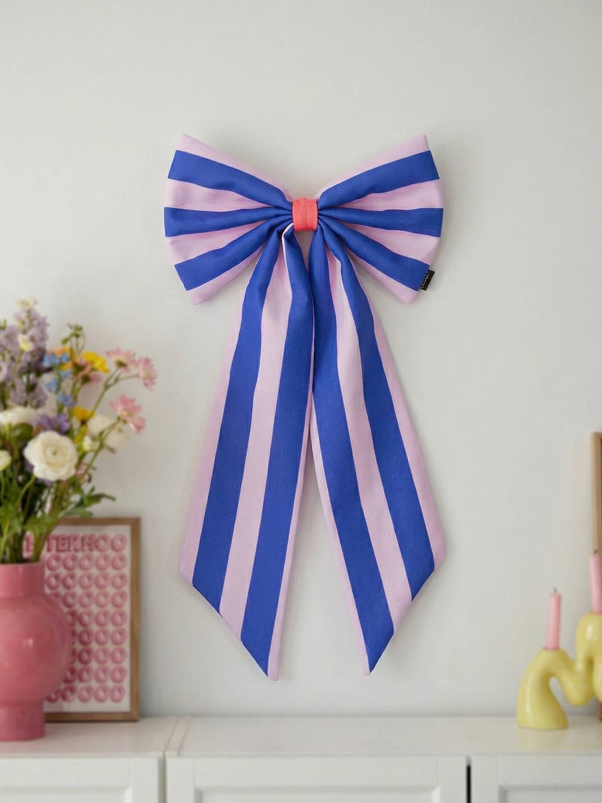 coopz - Schleife Canvas rosa/blau breit gestreift