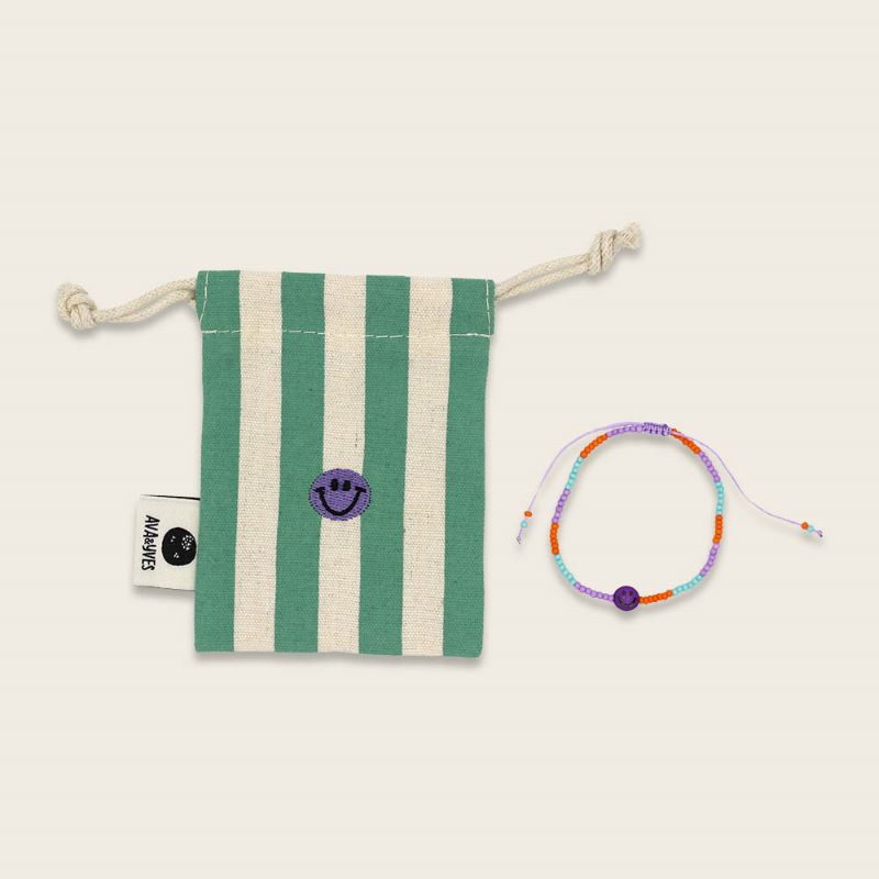 Ava&Yves Perlenarmband 'Smiley lila/orange'