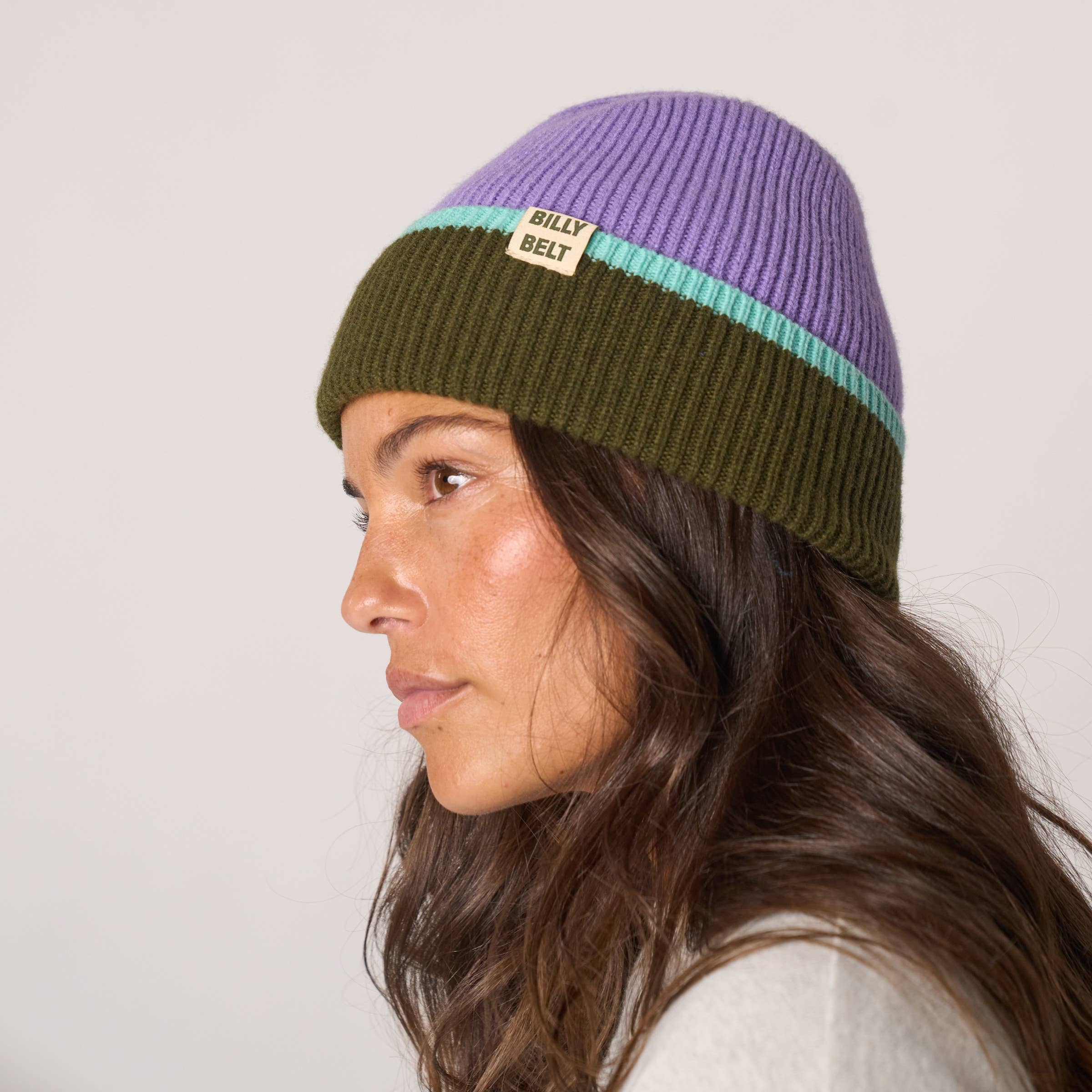 BILLYBELT - Wollmütze, Beanie - Violett, Khaki & Minzgrün