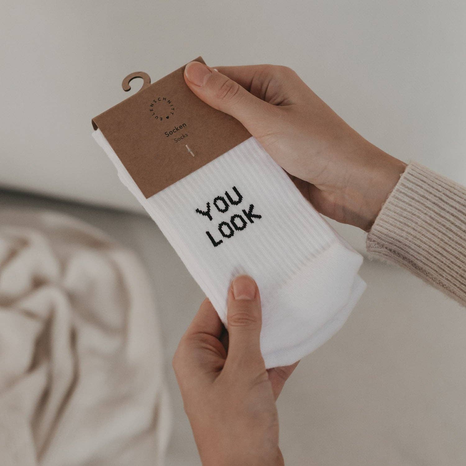 Socken weiß You look nice today  Eulenschnitt