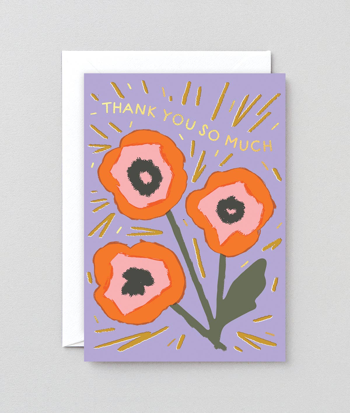 Folierte Grußkarte „Thank You Flower Study“