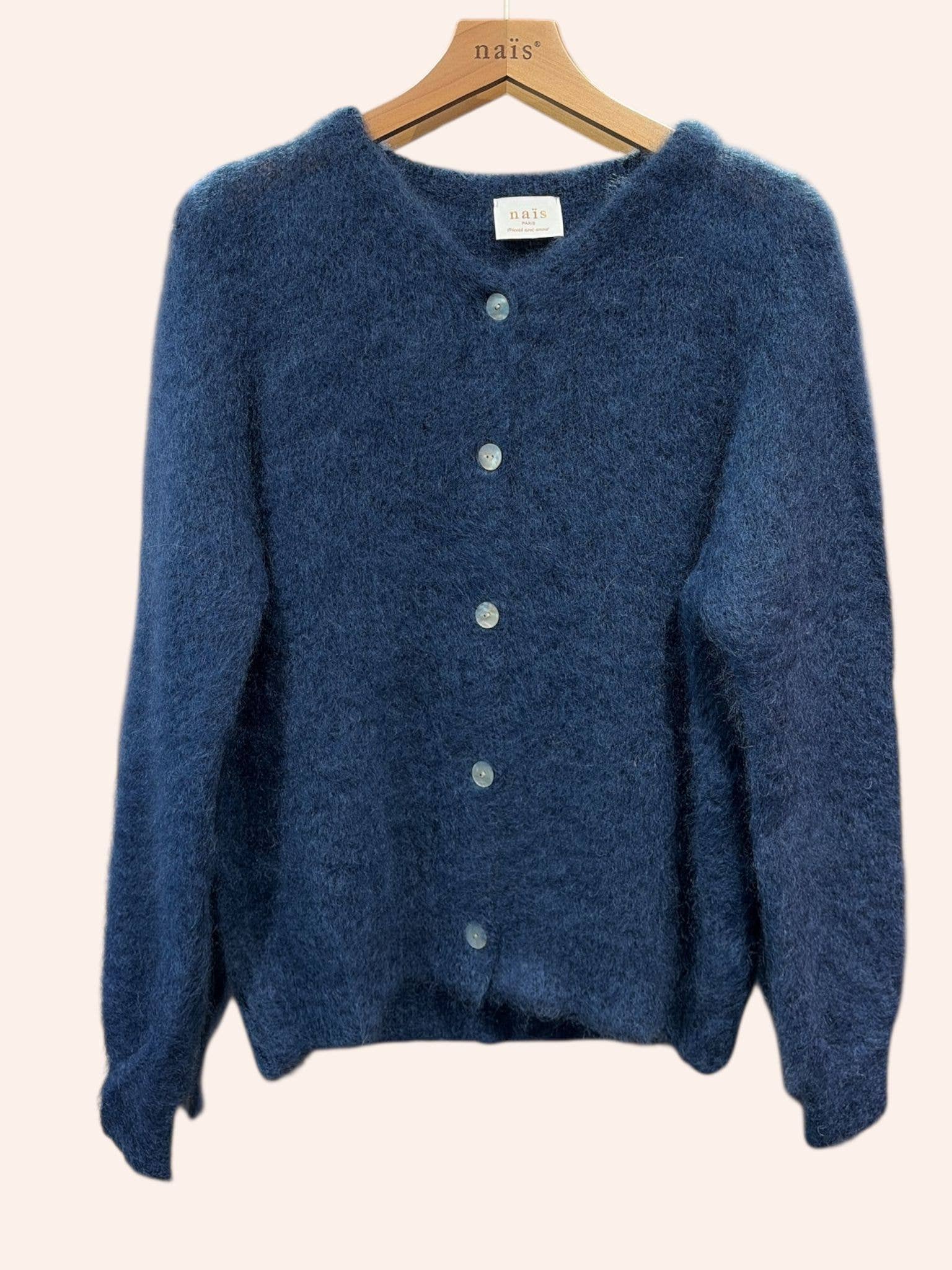 NAÏS PARIS - Rundhalsausschnitt Mohair-Cardigan mit Knöpfen