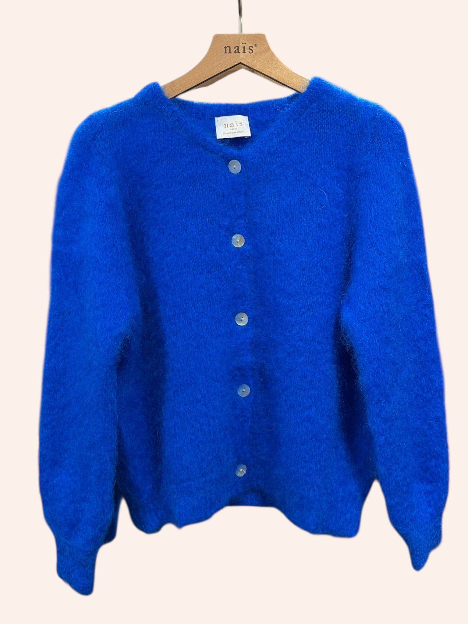 NAÏS PARIS - Rundhalsausschnitt Mohair-Cardigan mit Knöpfen