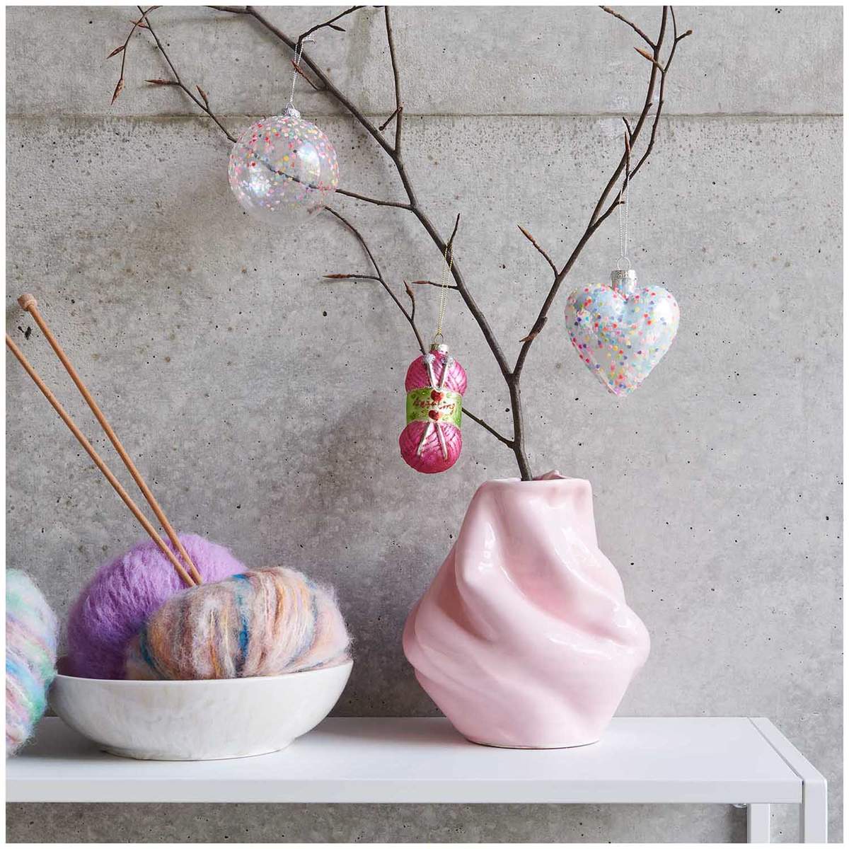 Weihnachtsbaumkugel GlasHerz Konfetti RicoDesign