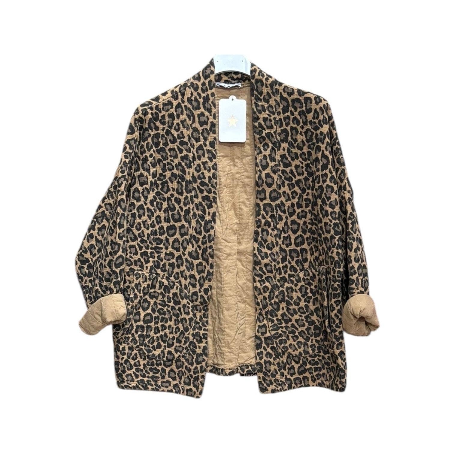 Leopardenmuster Jacke aus Baumwollgaze