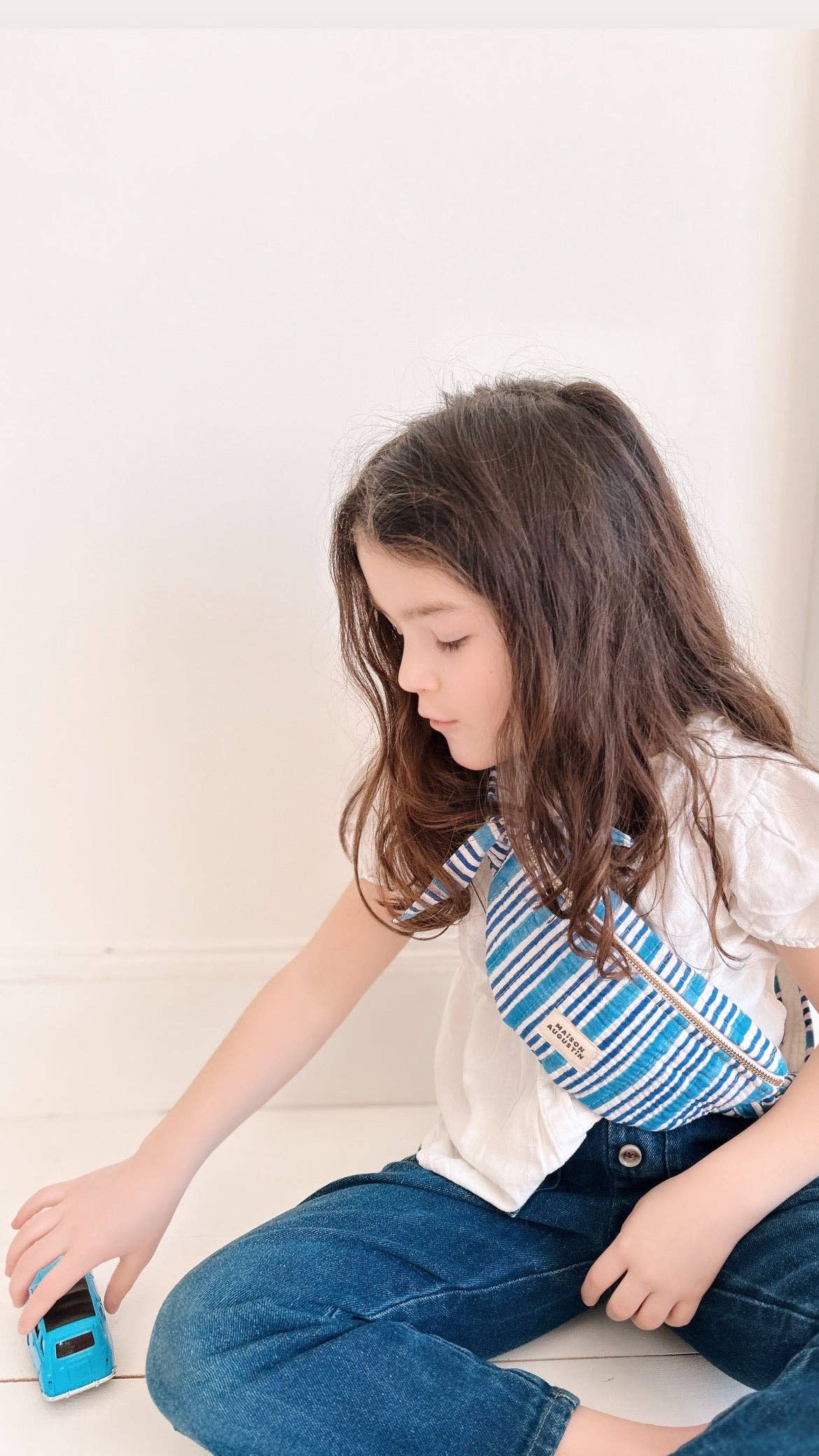 Maison Augustin -Bauchtasche Kinder Streifen Blau-