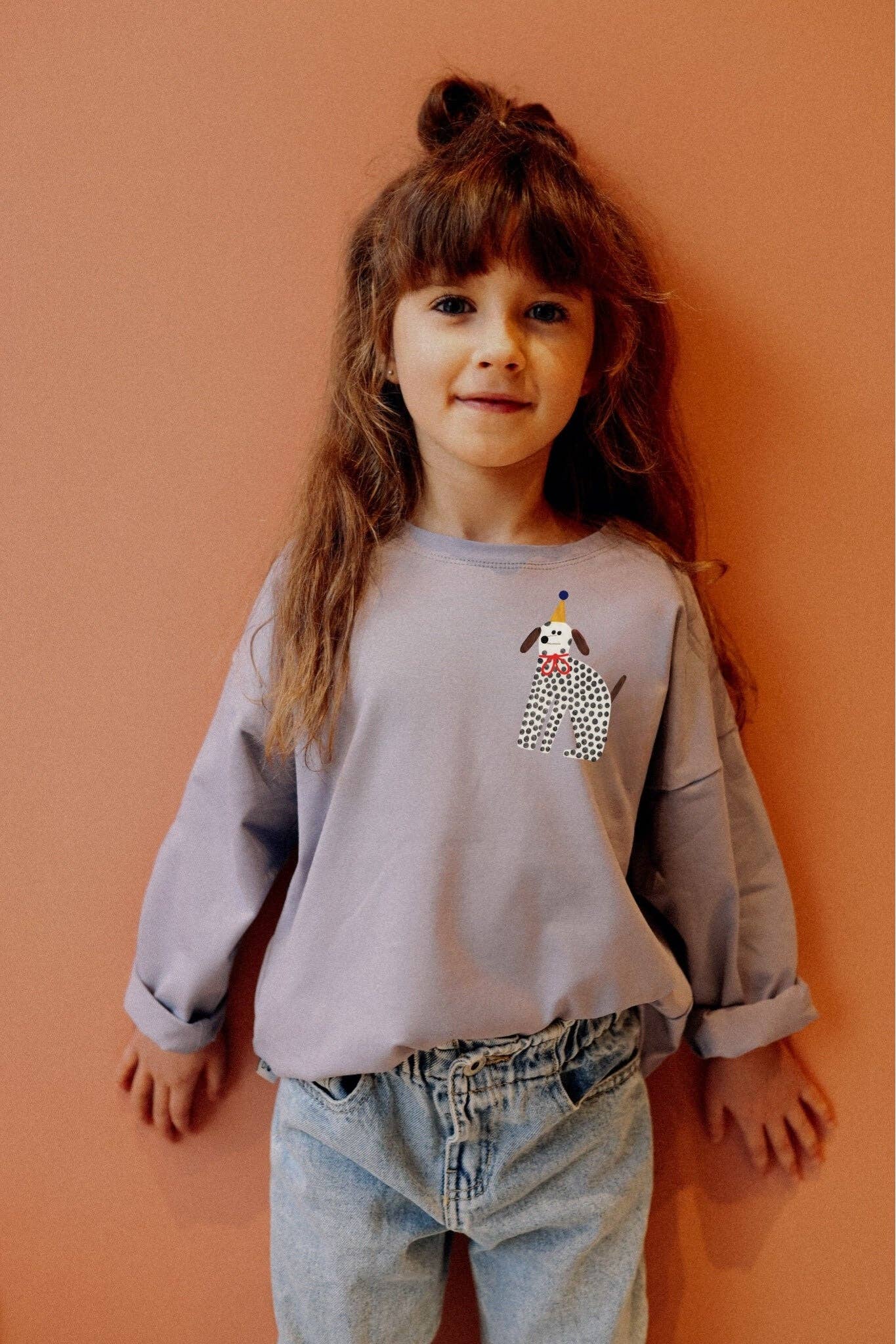 Don't grow up Longsleeve 'Partyhund' auf lilagrau