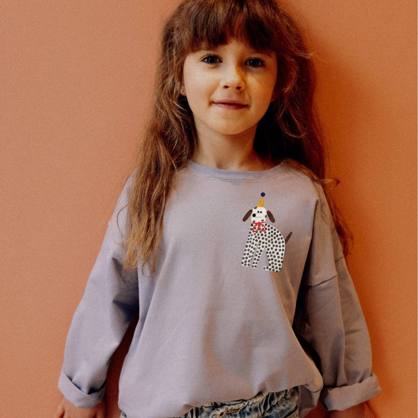 Don't grow up Longsleeve 'Partyhund' auf lilagrau