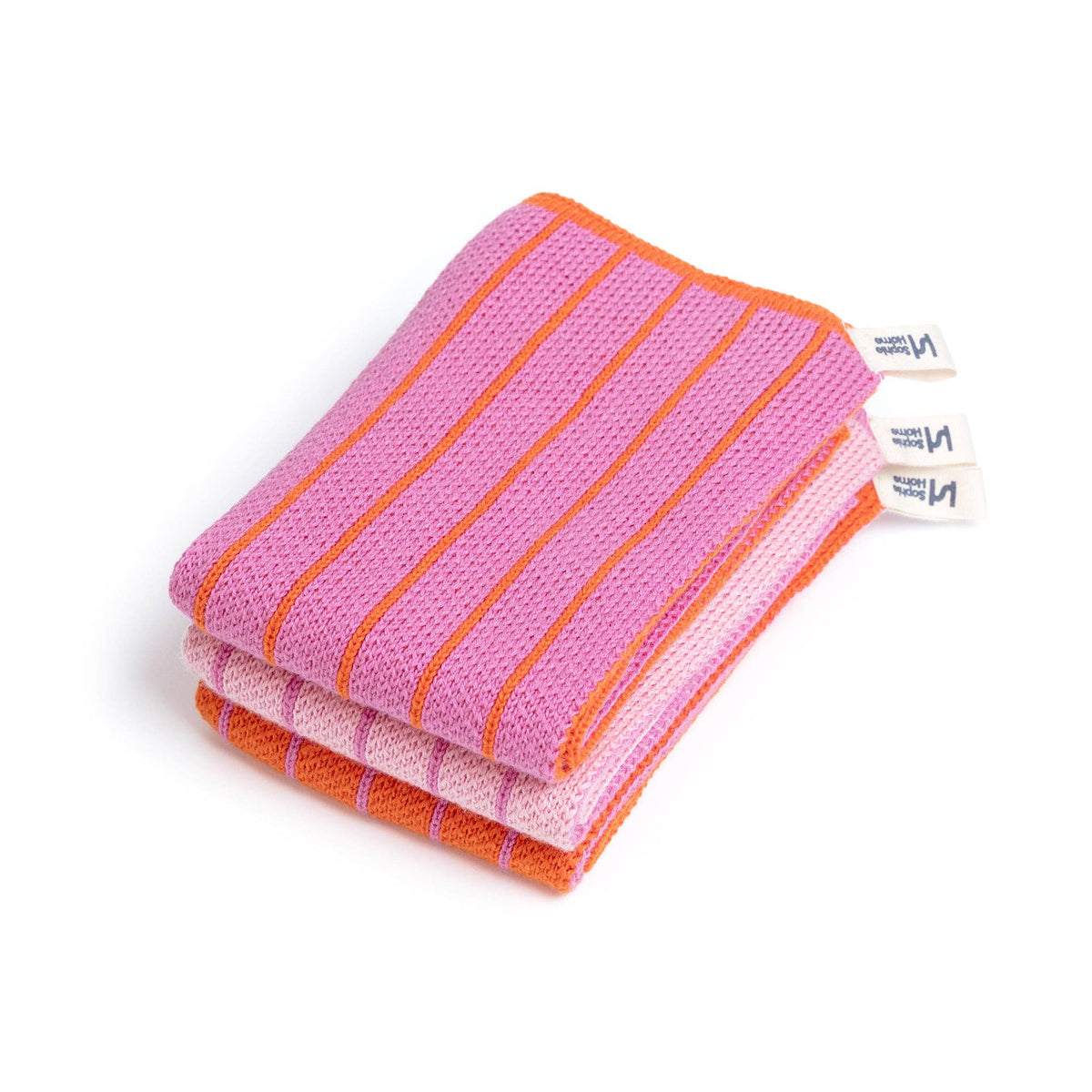 Sophie Home Ltd -  Baumwoll-Spültücher: gestreift, pink