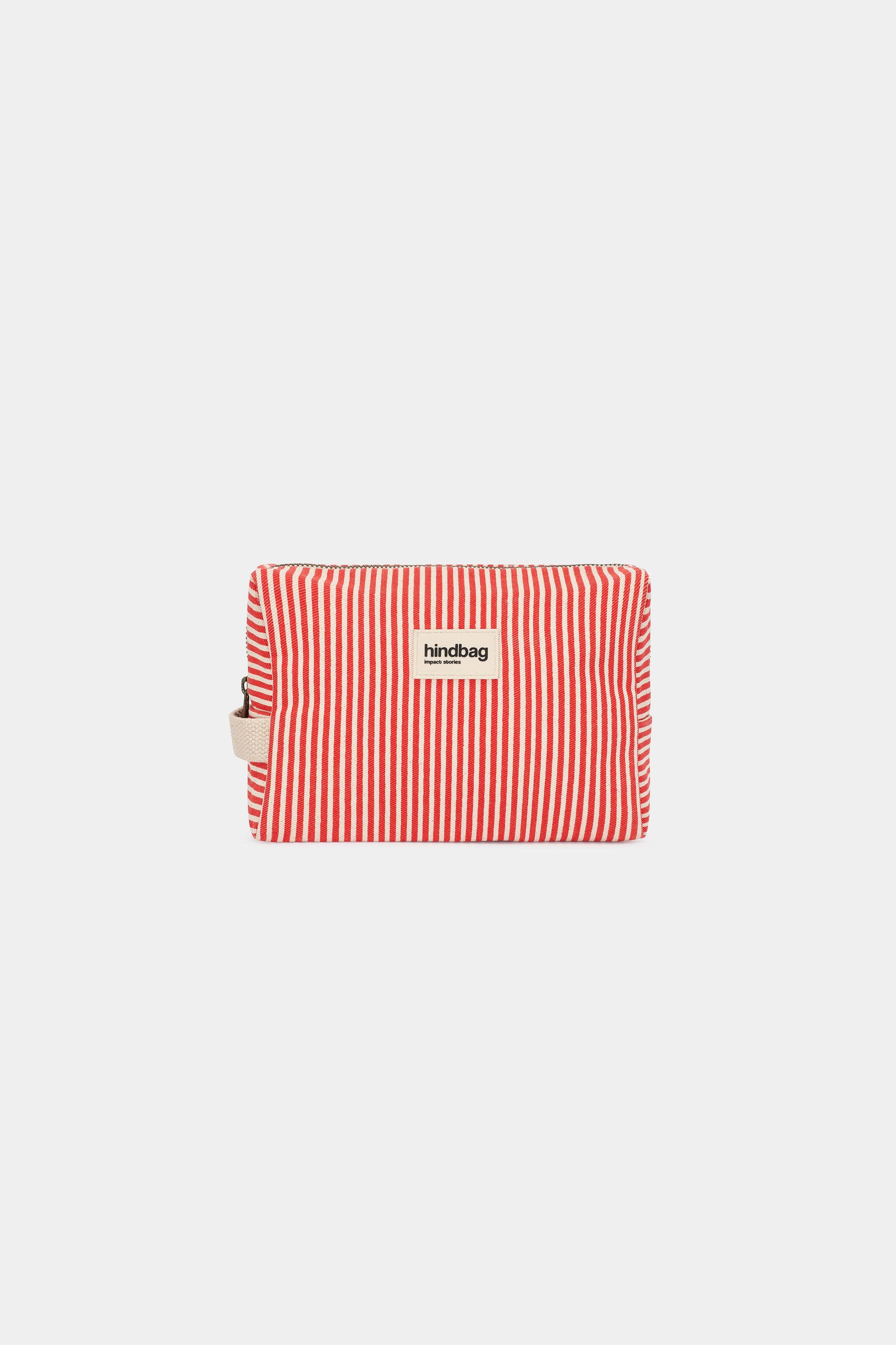 Hindbag Kulturtasche "Leon" rot gestreift