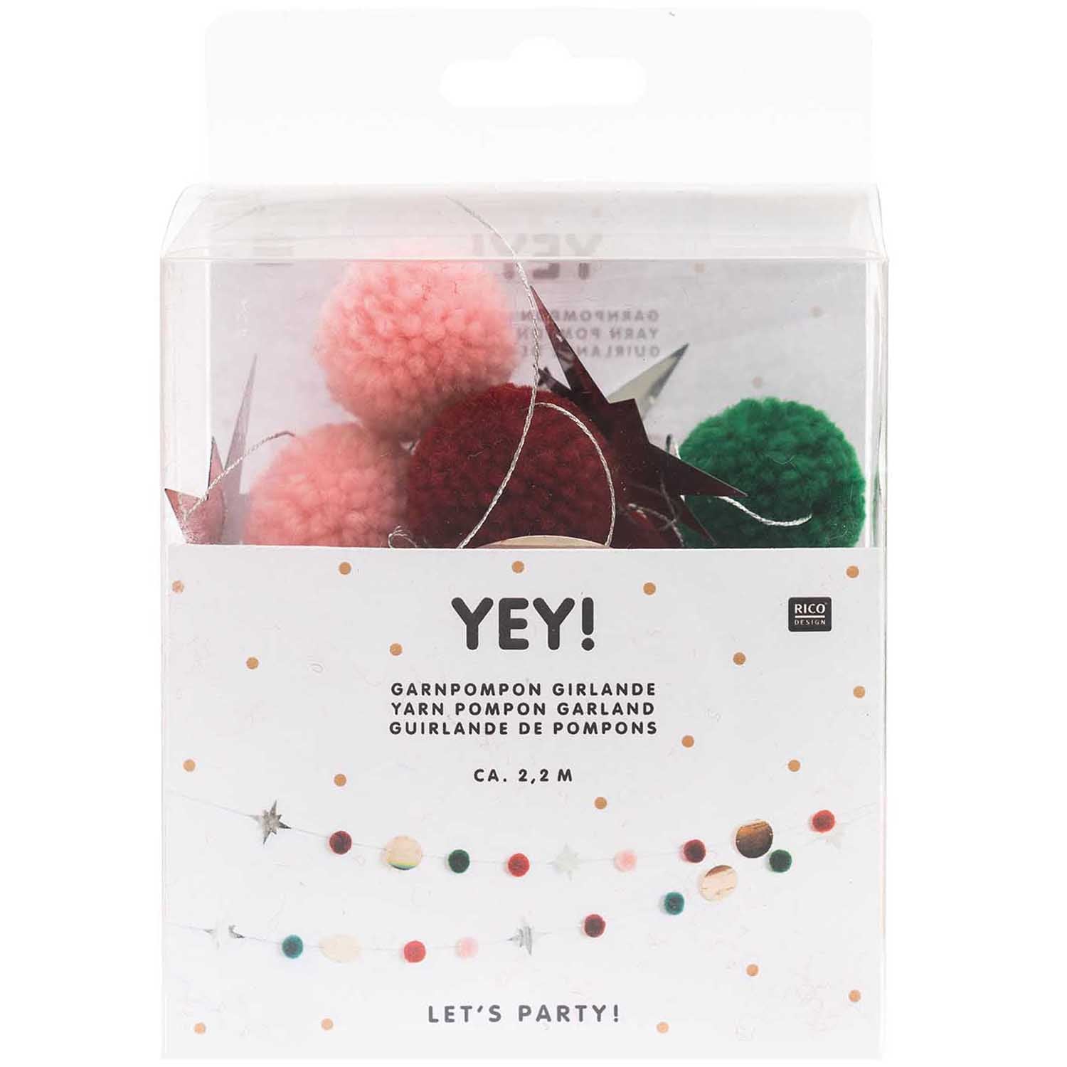 YEY! Let's Party Garnpompon-Girlande 'rot-grün'