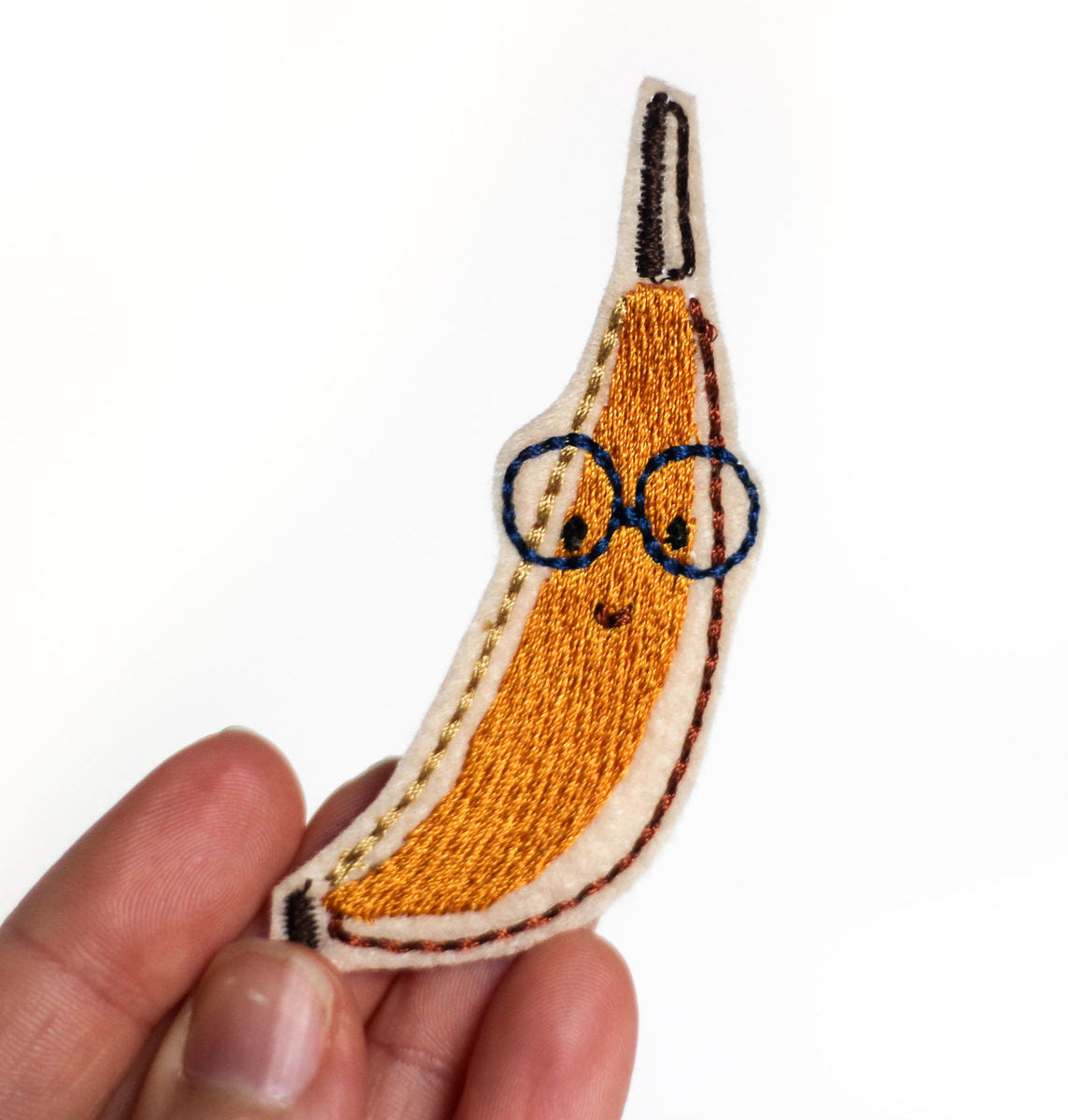 Aufnäher Banane mit Brille von Halfbird