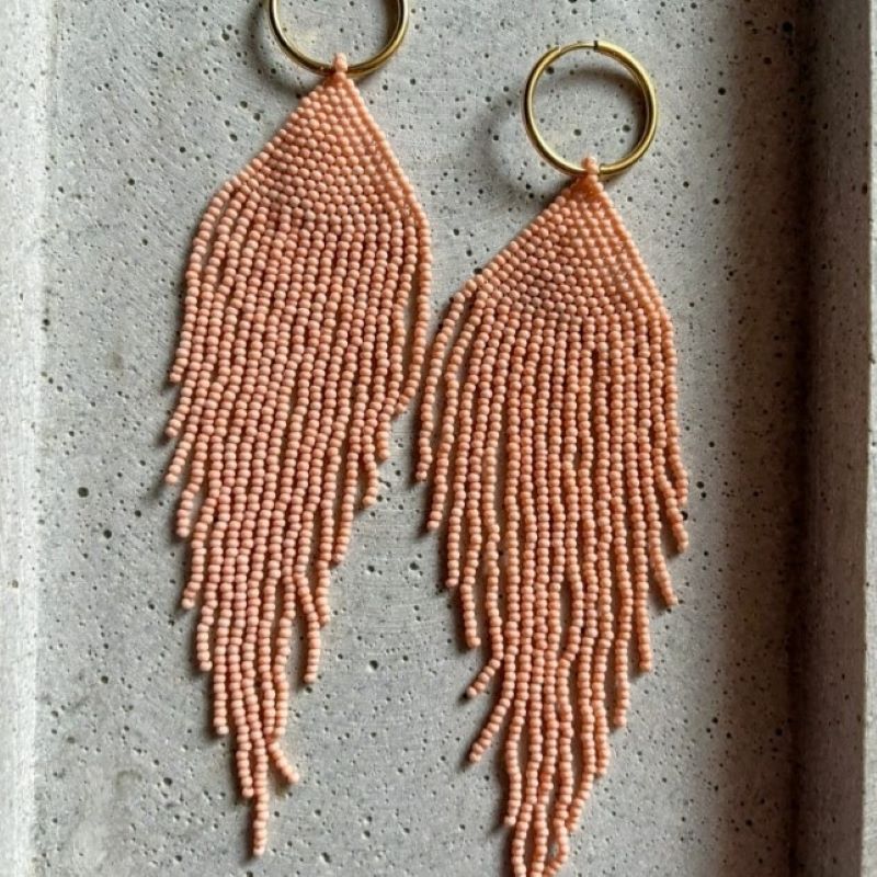 Ute Arnold Studio Ohrringe 'Statement BOHO Love' in Flieder und Coral-Rose