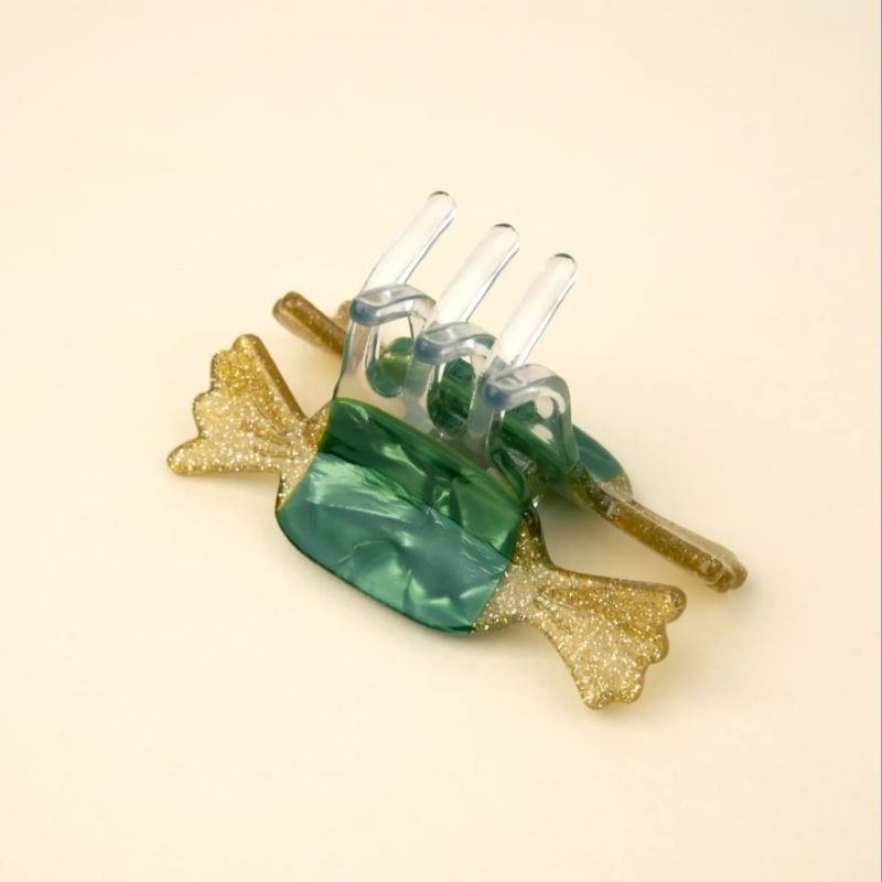 Coucou Suzette Mini Haarklammer 'Green Christmas Candy'