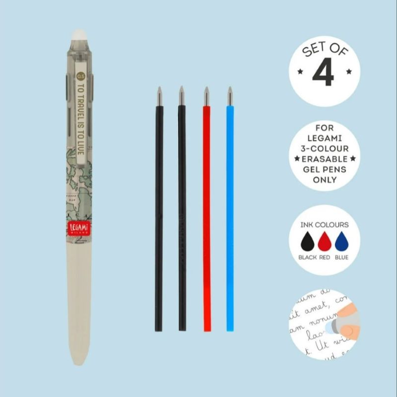 Legami Ersatzminen für löschbaren Gelstift in 3 Farben im 4-er Set