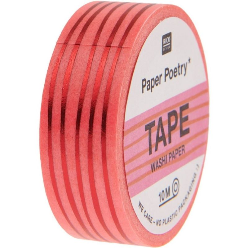 Paper Poetry Tape 'Lines Neonpink/Rot'