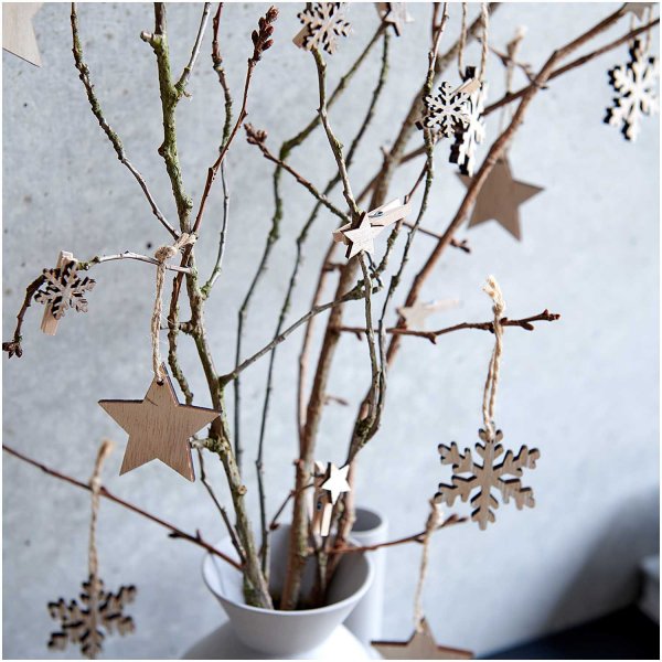 Holzhänger Schneeflocke 'natur'