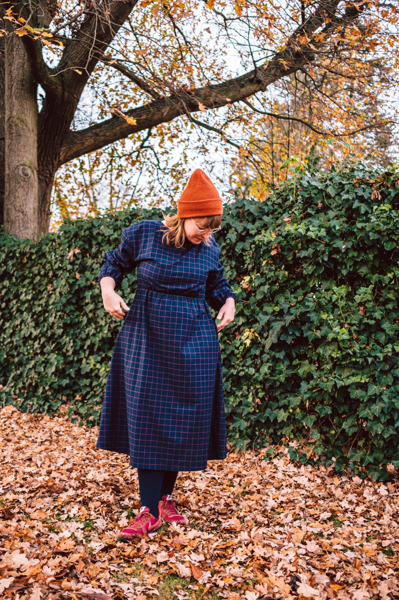MidiKleid langarm 'Grid' verschiedene Farben