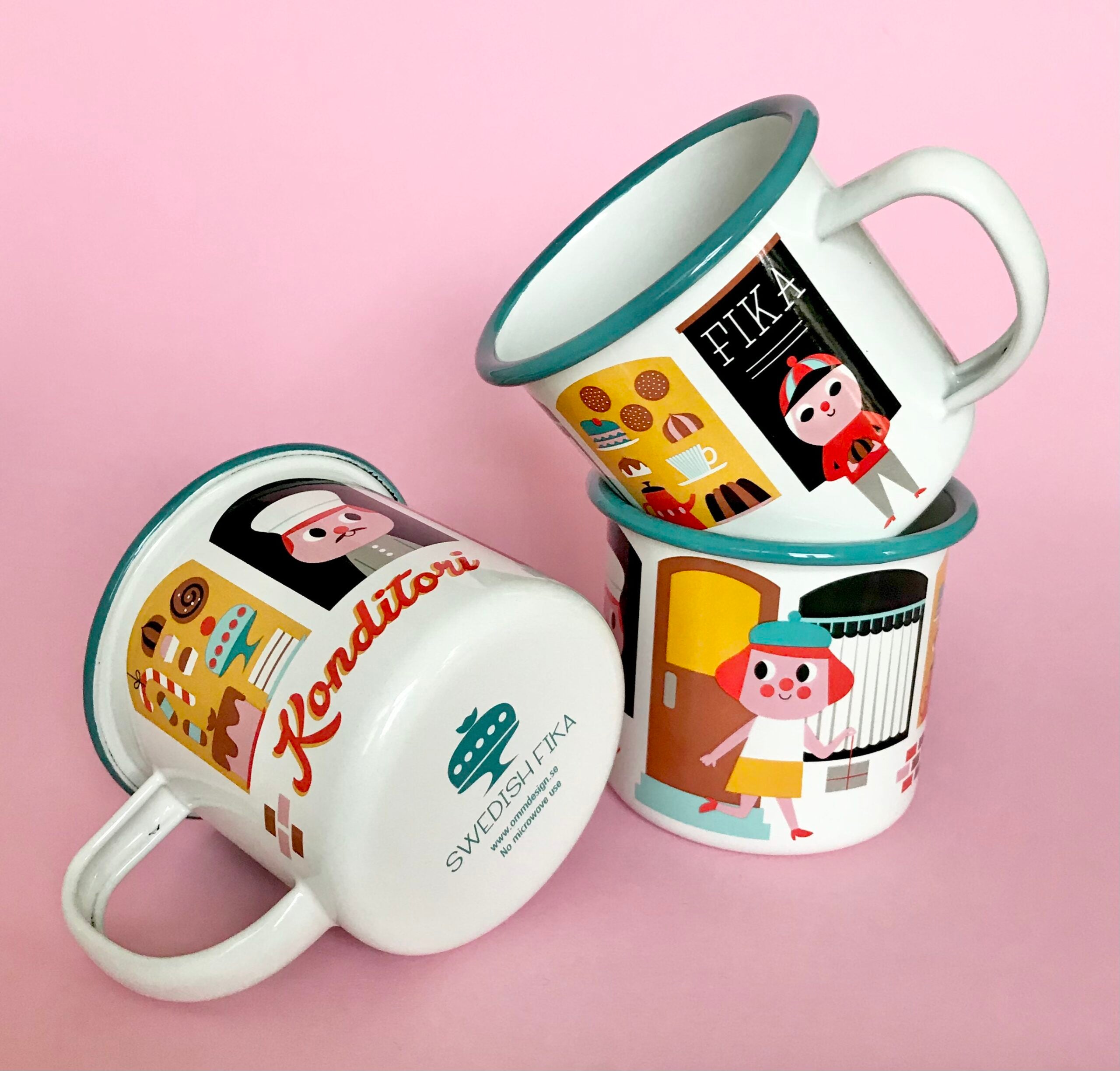 Emaille Tasse 'SWEDISH FIKA' OmmDesign