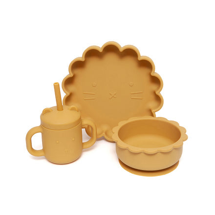 Petit Monkey SilikonTeller mit Saugboden 'LÖWE/Ochre'