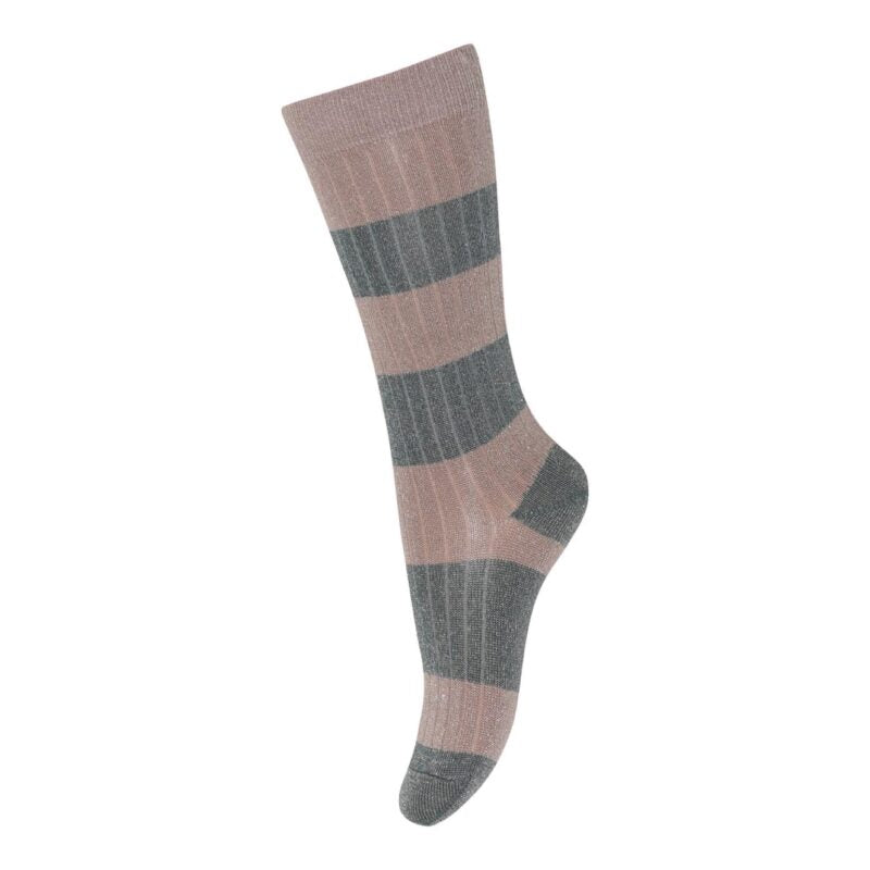 MP Denmark Clara Glitter Kniestrümpfe 'Rose Grey'