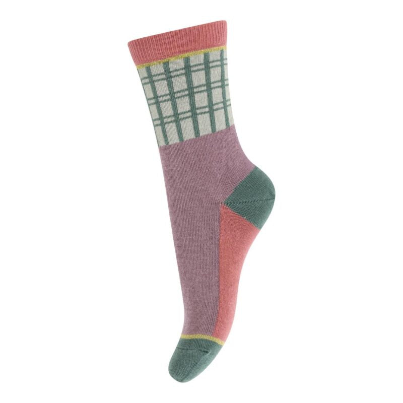 MP Denmark Socken 'checks block pattern - grape shake'